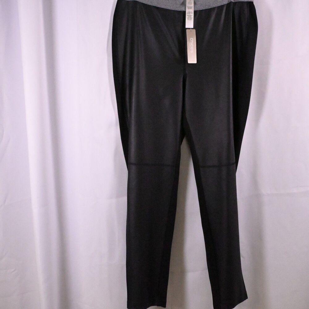 NWT‎ Chico's Zenergy Vivianne Black Coated Leggings Women's 1 US 8 31x28